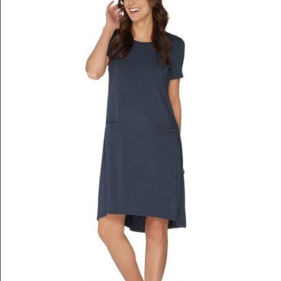 LOGO Lori Goldstein Sanded Modal Dress Hi-Low Hem - Picture 9 of 9